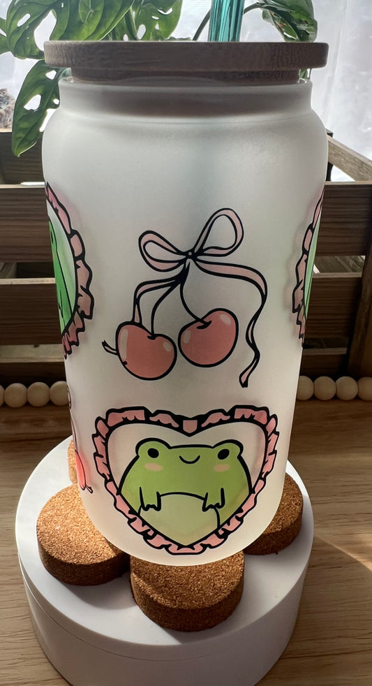 Coquette Frog Frosted Glass