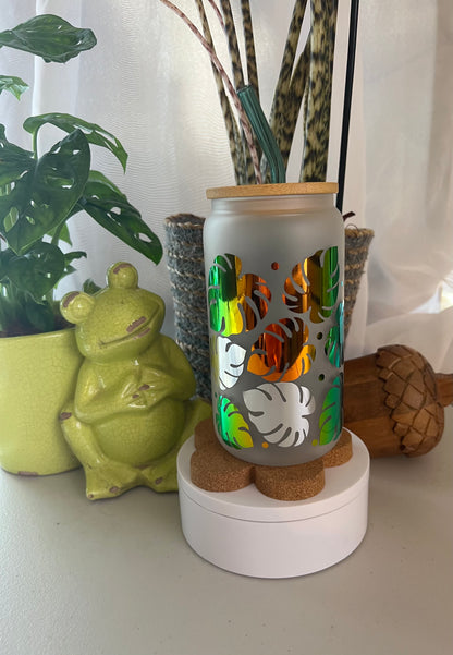 Holographic Monstera Frosted Glass