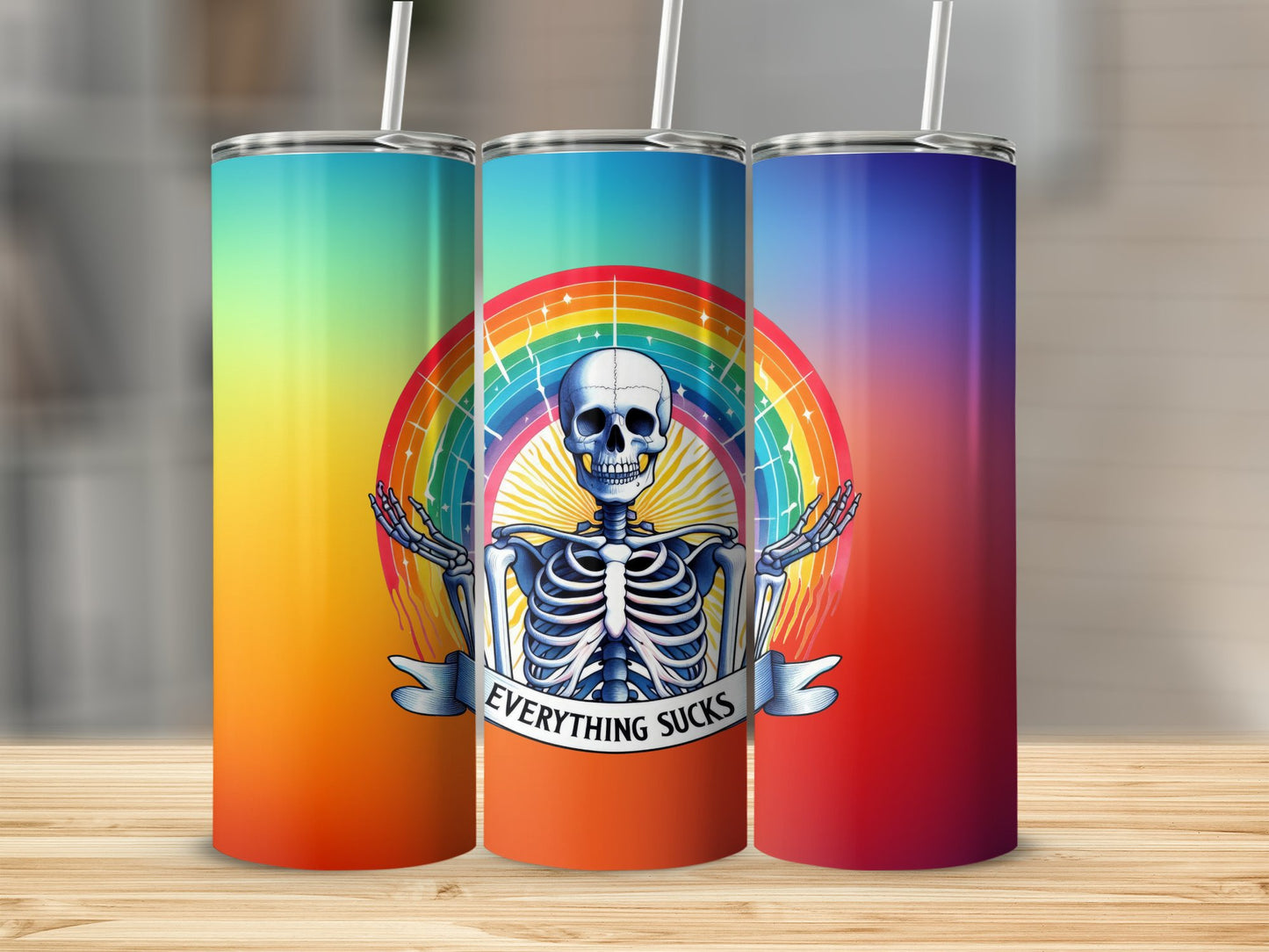 Rainbow- Everything Sucks! Stainless Steel Tumbler