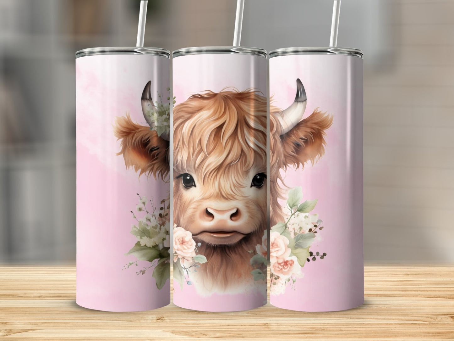 Baby Highland Cow (Pink)Stainless steel Tumbler