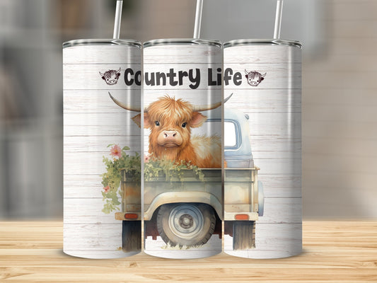 Highland Cow Country Life Stainless steel Tumbler