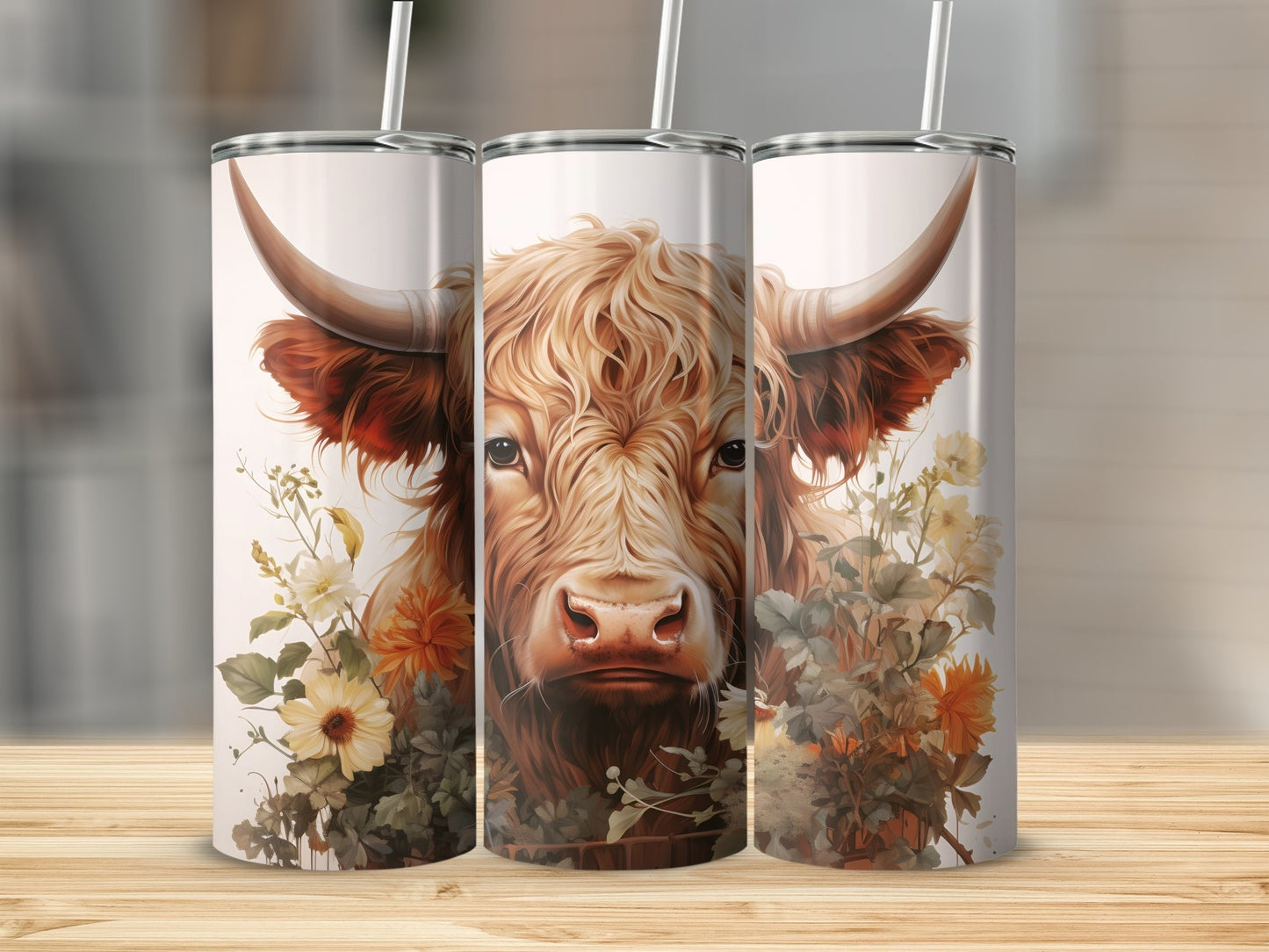 Cow with greenery Stainless Steel Tumbler