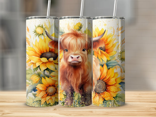 Baby Cow in Sunflowers Stainless Steel Tumbler