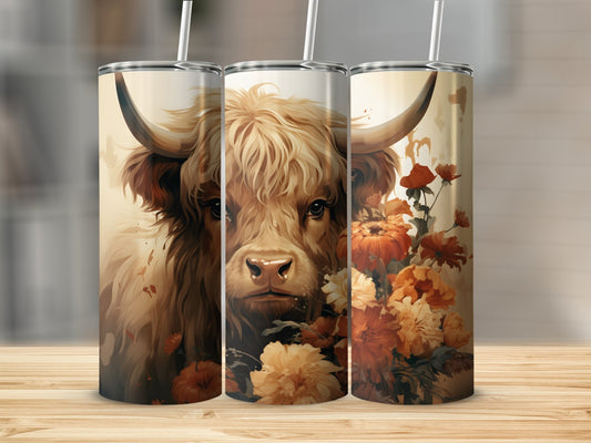 Painted Highland Cow Stainless Steel Tumbler