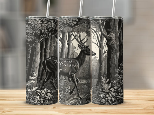 Black & White Spotted Deer Stainless Steel Tumbler