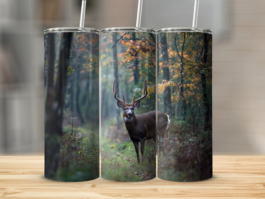 White Tail Deer in Forest Stainless Steel Tumbler