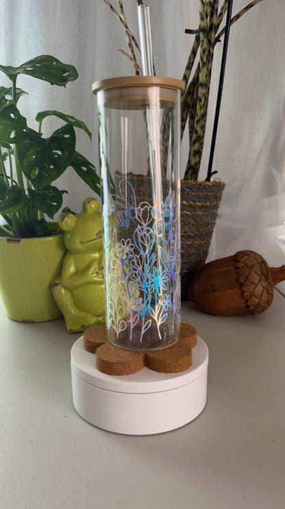 Wild Flowers with Bee & Butterfly Glass Tumbler