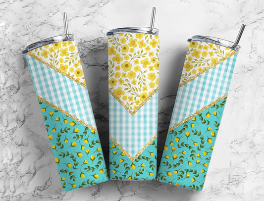 Split V Yellow Spring Flowers Stainless Steel Tumbler