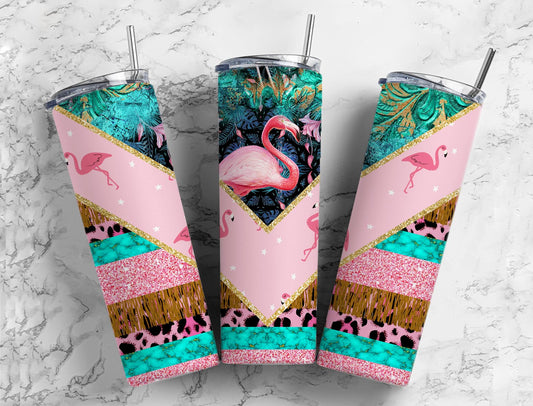 Split V Flamingo Fringe Stainless Steel Tumbler