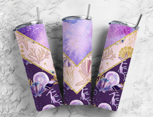 Split V Purple Jellyfish Stainless Steel Tumbler