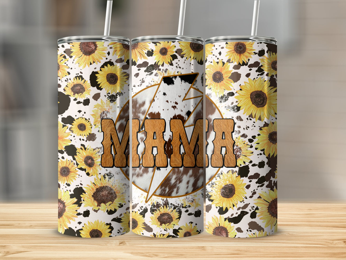 Mama Cowhide Lightning Bolt Stainless Steel Tumbler