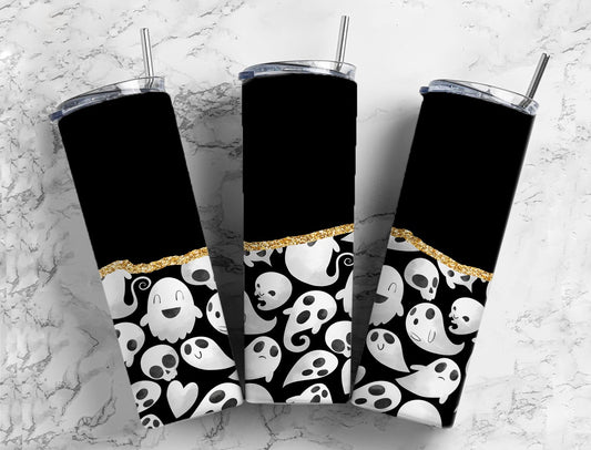 Split Gold Design- Funny Ghost faces Stainless Steel Tumbler