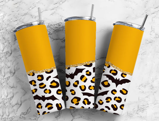 Split Gold Design- Cheetah Print Bats Stainless Steel Tumbler