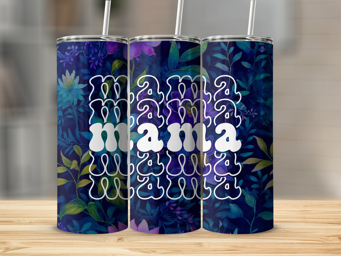 Purple Floral Mama Stainless Steel Tumbler