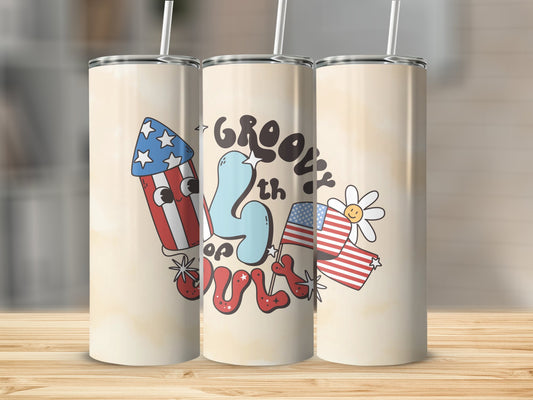 Groovy 4th Of July Stainless Steel Tumbler