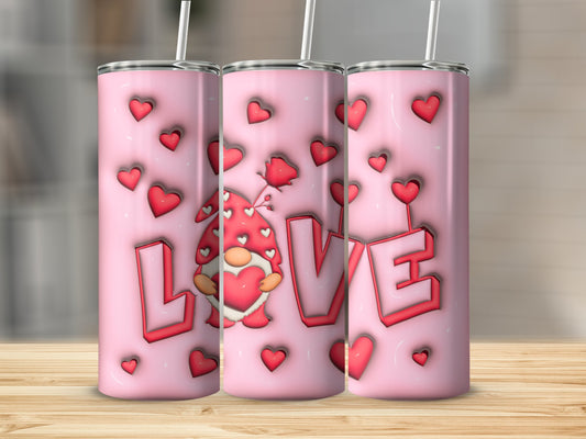 Inflated Pink Gnome Love Stainless Steel Tumbler