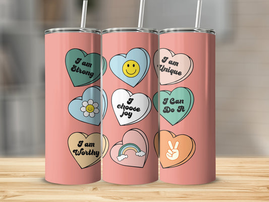 Affirmation Hearts Stainless Steel Tumbler