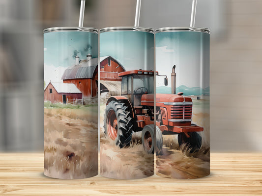 Red Tractor Stainless Steel Tumbler