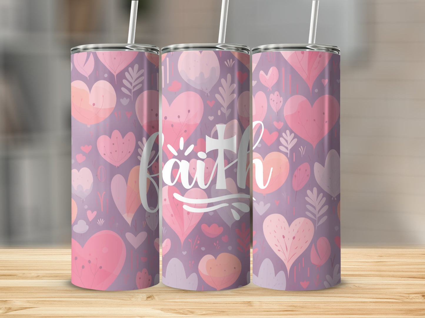 Faith (Hearts)Stainless Steel Tumbler