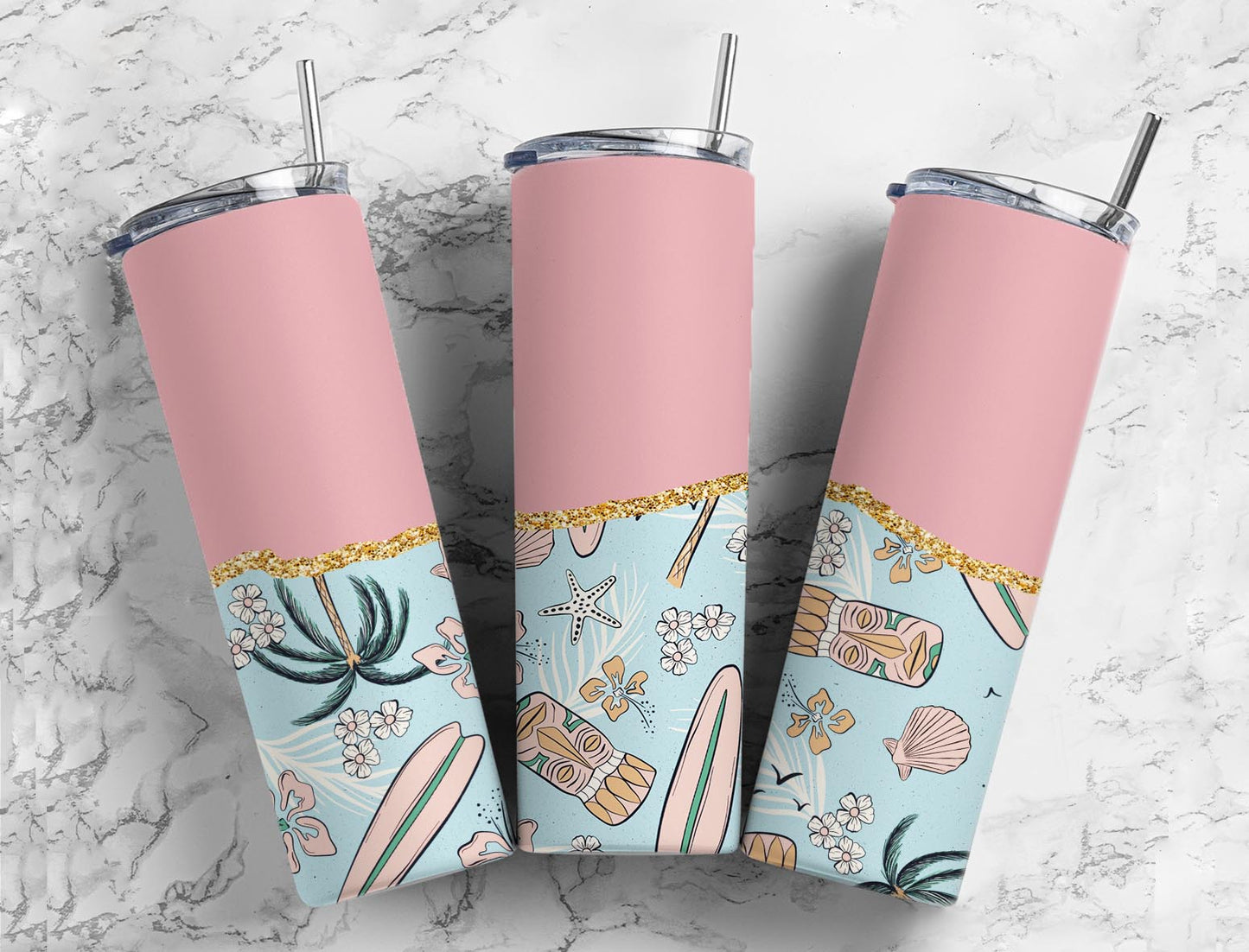 Split Gold Design-Tropical Tiki Stainless Steel Tumbler