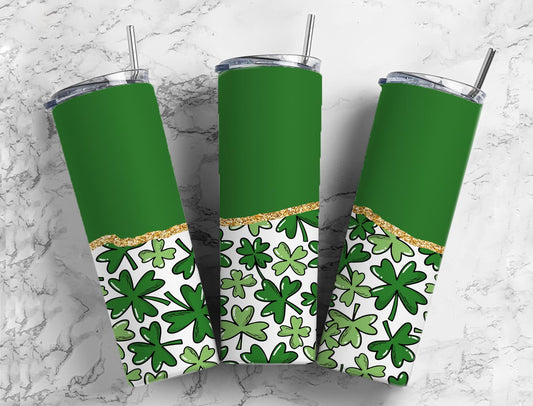 Split Gold Design-Four Leaf Clover Stainless Steel Tumbler