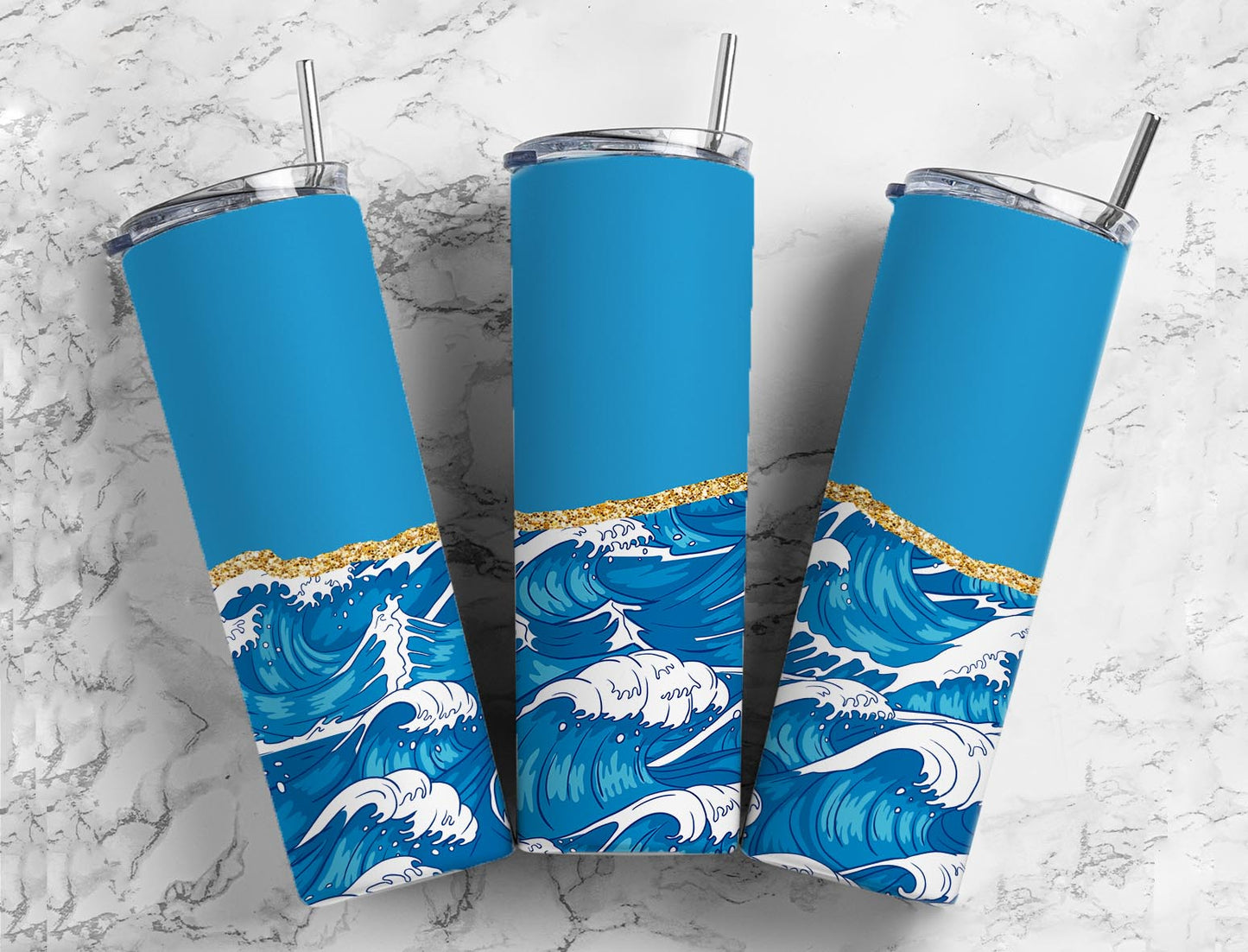 Split Gold Design- Ocean Waves Stainless Steel Tumbler