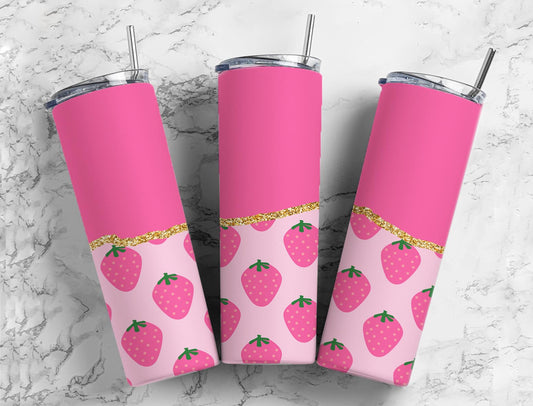 Split Gold Design- Strawberry Stainless Steel Tumbler