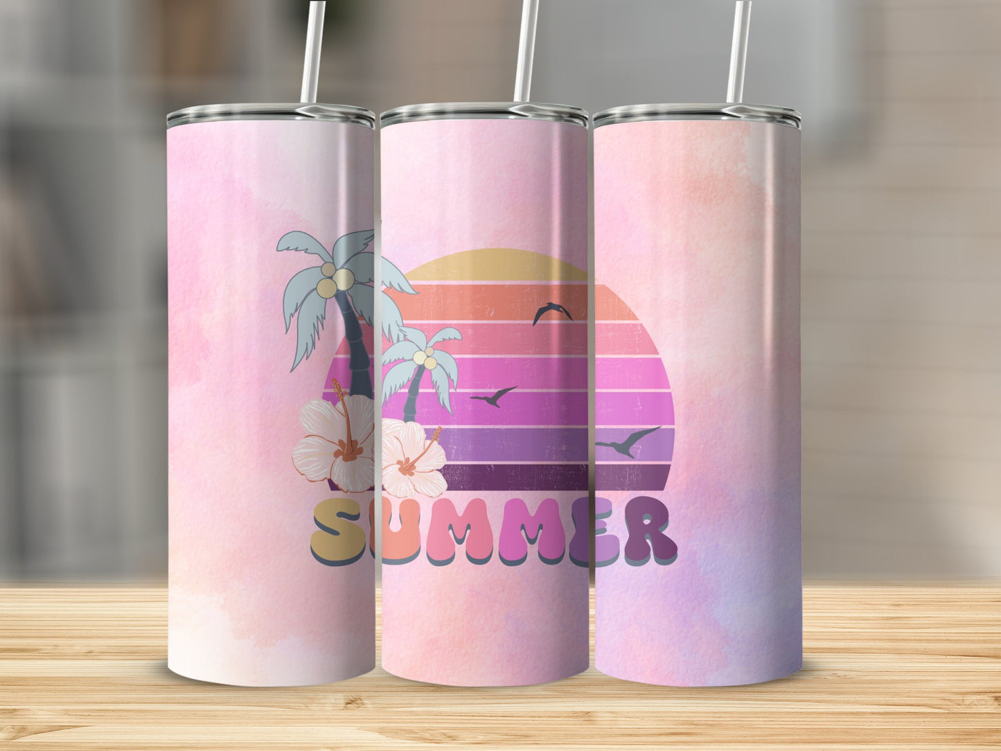 Summer Sunset Stainless Steel Tumbler