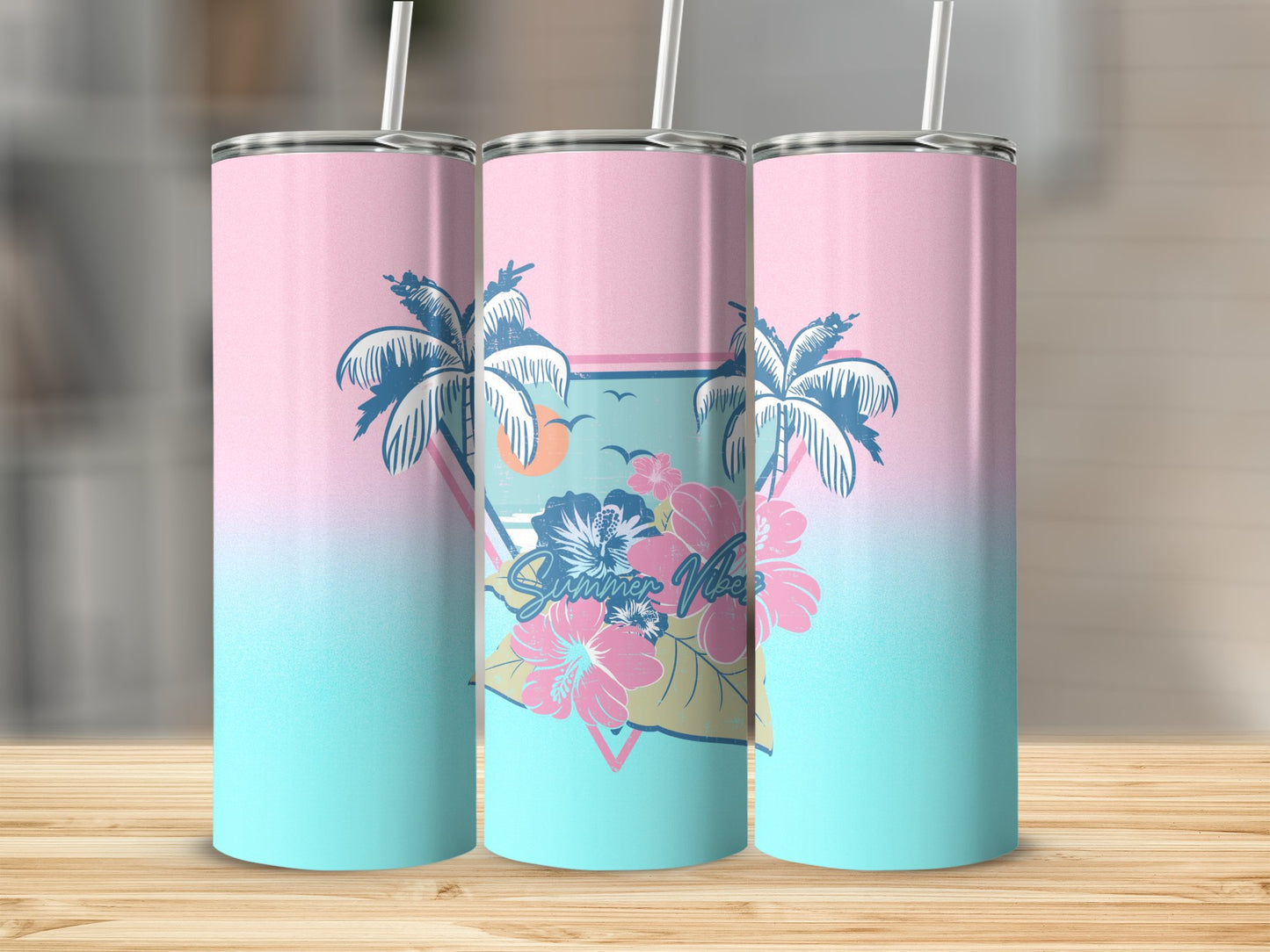 Cotton Candy Summer Vibes Stainless Steel Tumbler