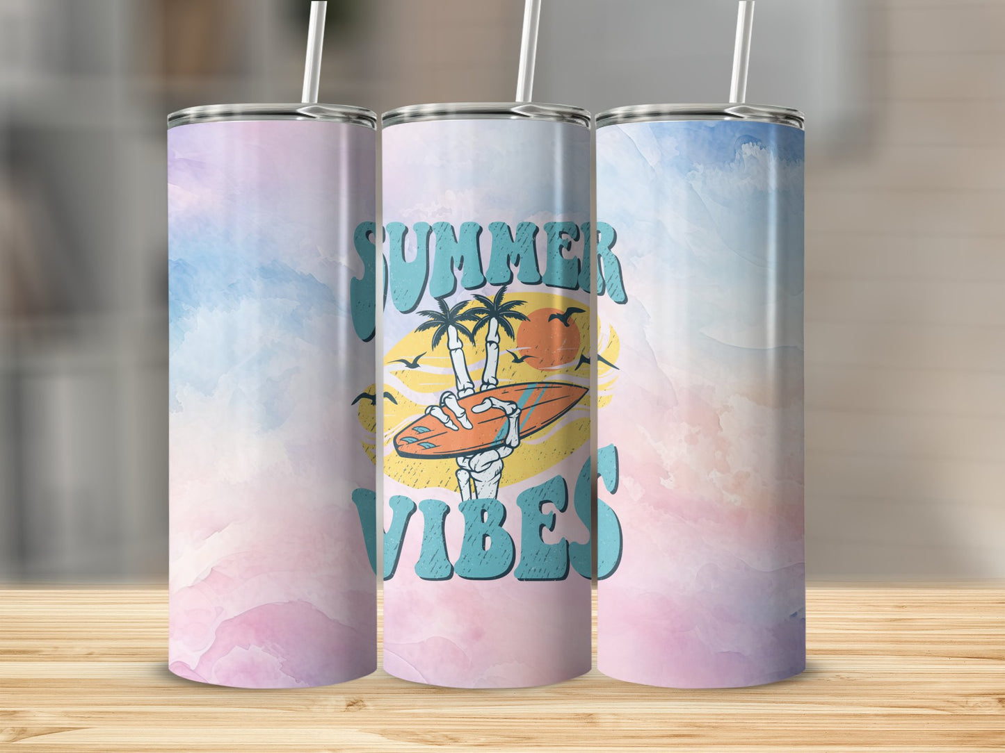 Ombre Summer Vibes Stainless Steel Tumbler