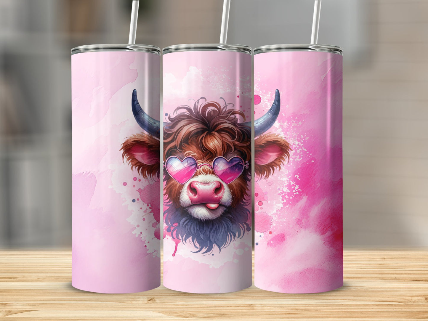 Alcohol Ink Highland Cow Stainless Steel Tumbler