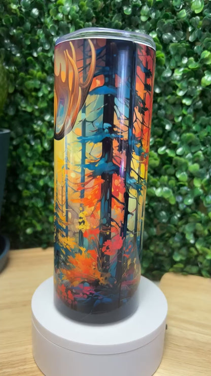 Water Color Moose Stainless Steel Tumbler