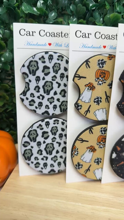 Coquette ghost car cup coasters