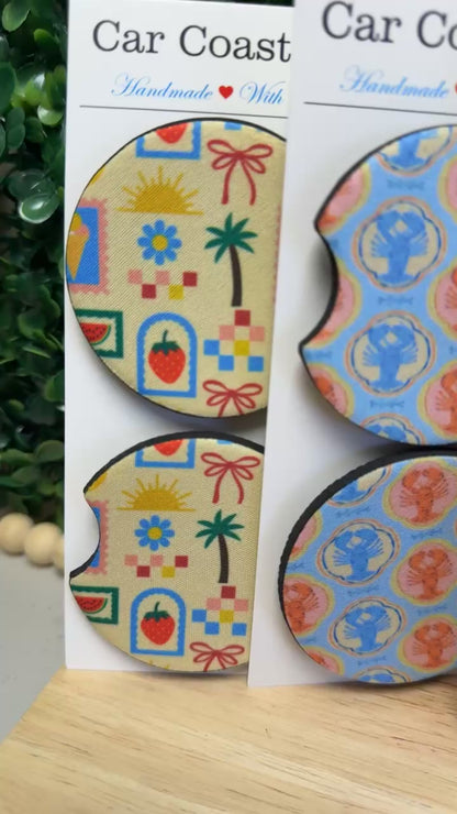 Coquette sea shells car cup coasters