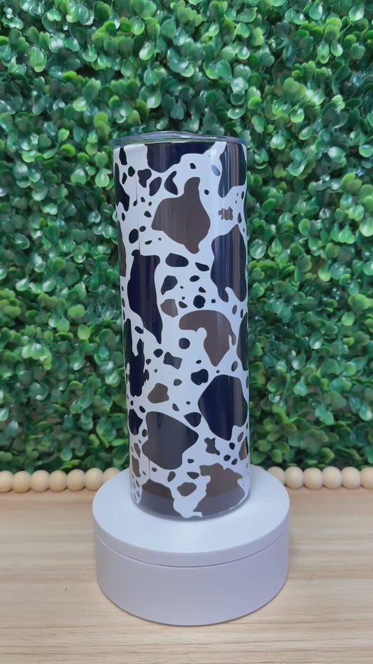 Cow print "coffee" stainless steel tumbler