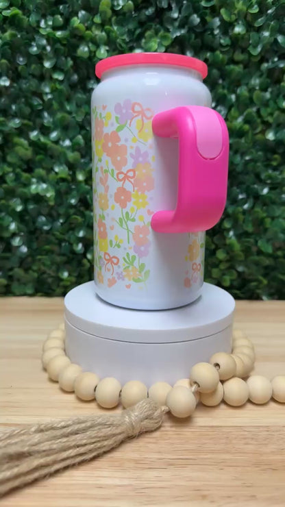 Pink Spring Floral Coquette Stainless Steel Tumbler W/Handle