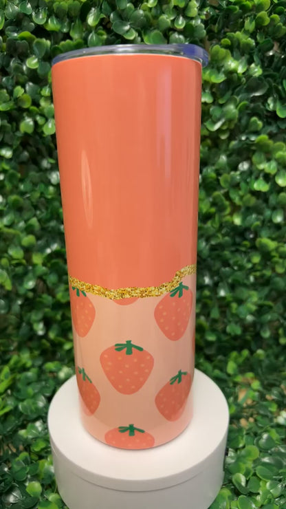 Split Gold Design- Strawberry Stainless Steel Tumbler