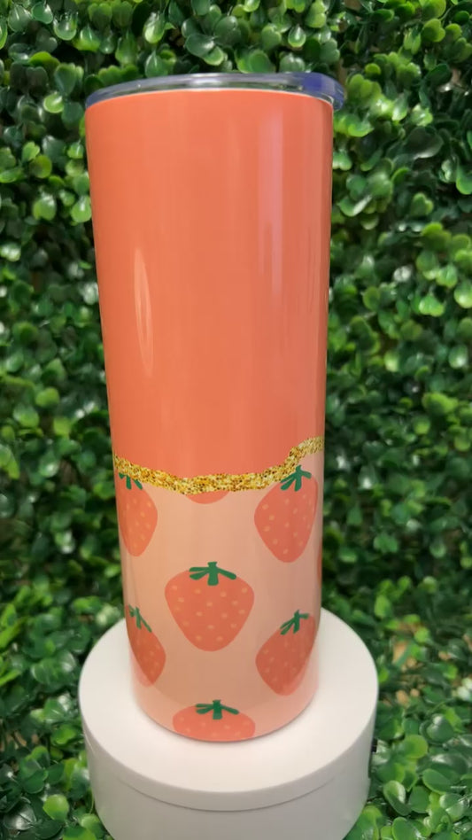 Split Gold Design- Strawberry Stainless Steel Tumbler