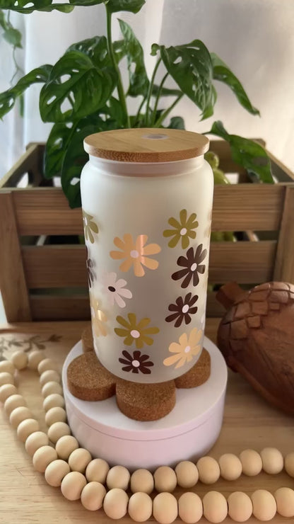 Retro Flower Frosted  Glass