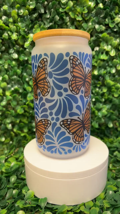 Blue Talavera Butterfly Glass