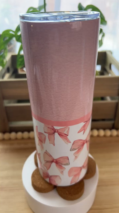 Split Pink Bows-Coquette Stainless Steel Tumbler