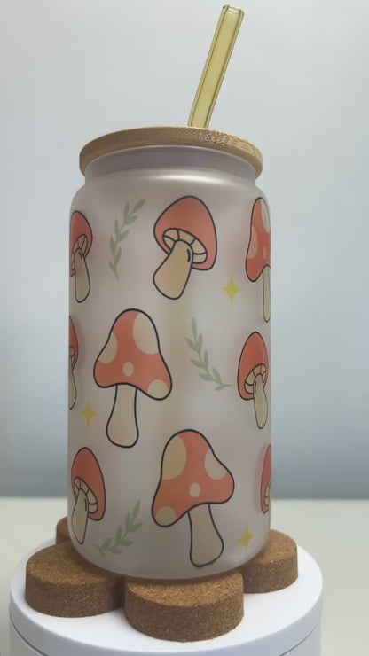 Red Mushroom Frosted Glass