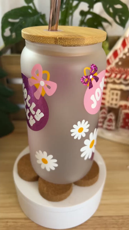 Pink Christmas Ornaments  Frosted Beer Can Glass