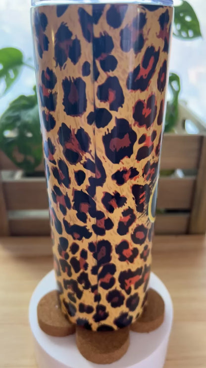 Mimi Cheetah & Daisies Stainless Steel Tumbler