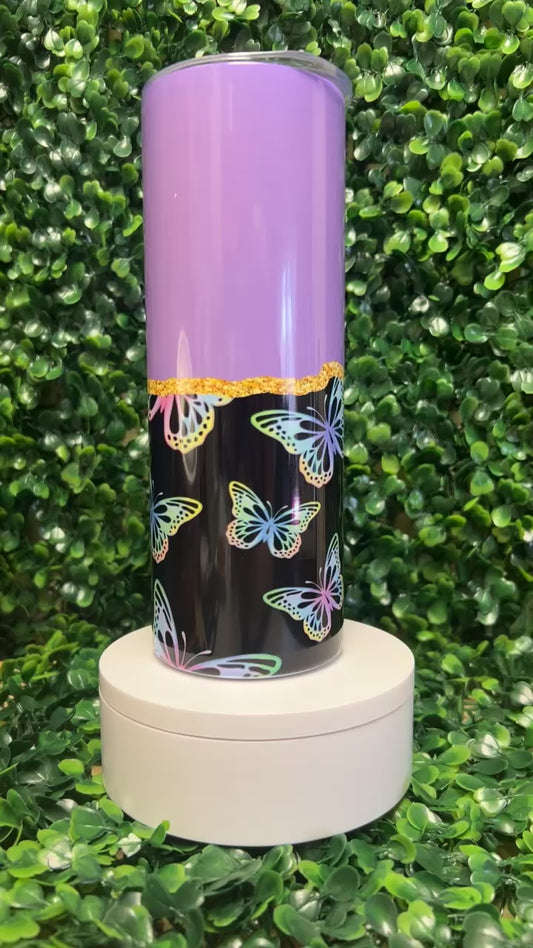 Split Gold Design- Purple/Black Stainless Steel Tumbler