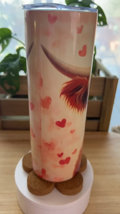 Valentine Highland Cow Stainless Steel Tumbler