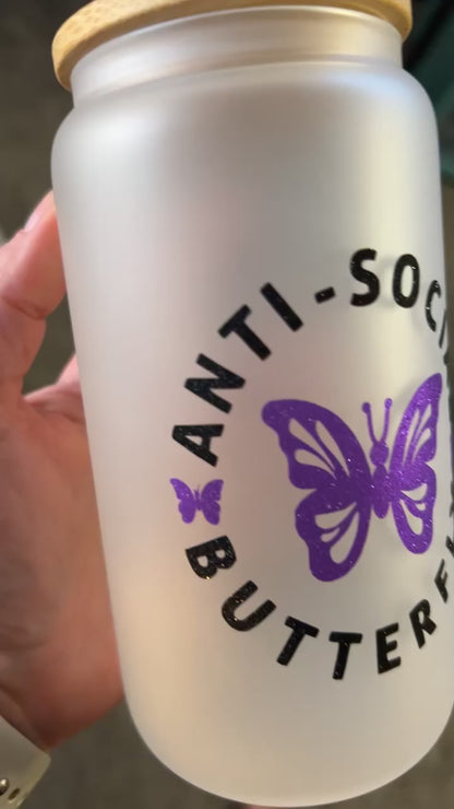 Anti-Social Butterfly Frosted Glass