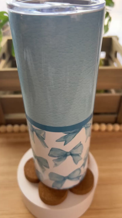 Split Blue Bows-Coquette Stainless Steel Tumbler