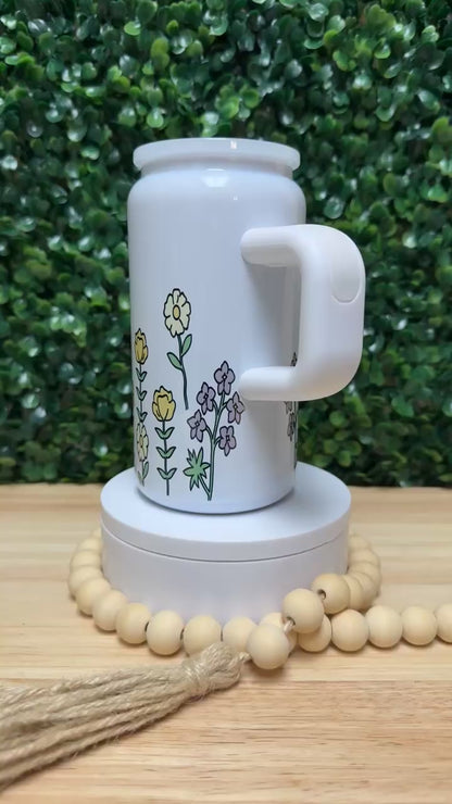 Wild Flowers Stainless Steel Tumbler W/Handle
