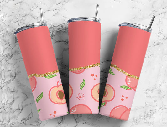 Split Gold Design- Peach Stainless Steel Tumbler